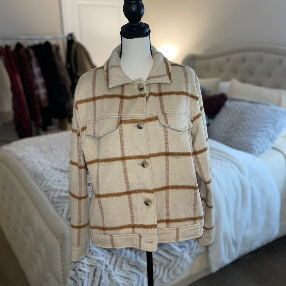 Plaid Fleece Buttoned Shirt Jacket